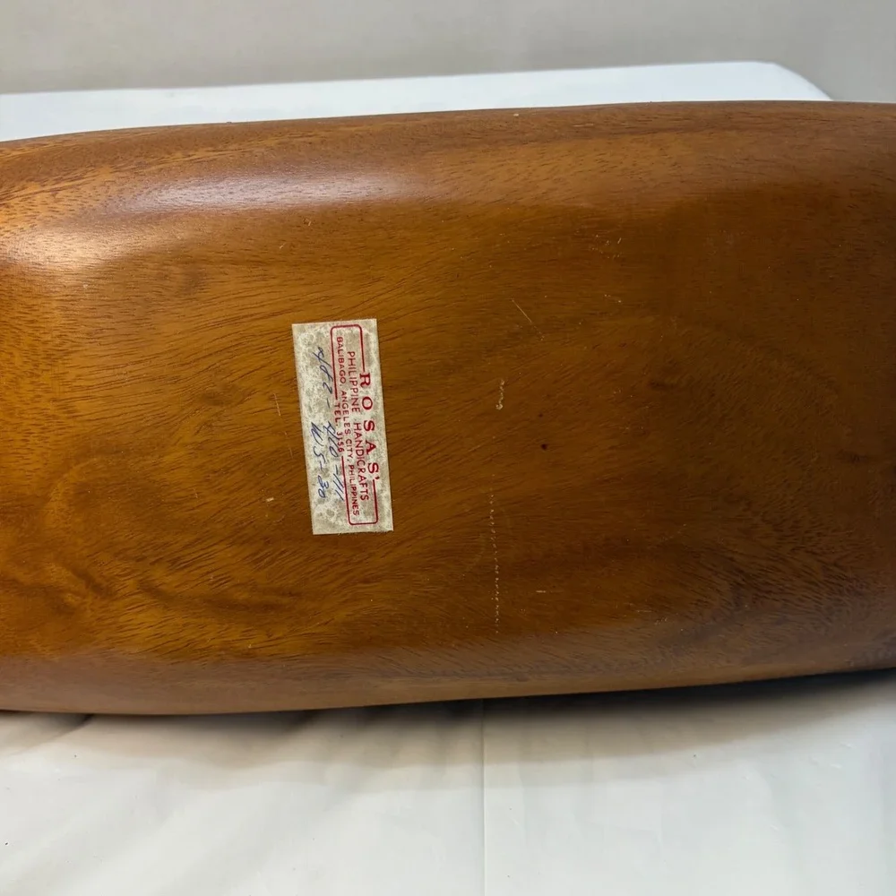 Vintage Rosas Philippine Handicrafts Monkey Pod Wood Serving Tray & Salad Server